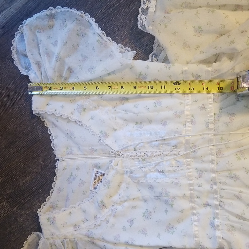 Gunne Sax By Jessica San Francisco Vintage 0/2 XS White/Purple Floral Lace Dress - Picture 7 of 17